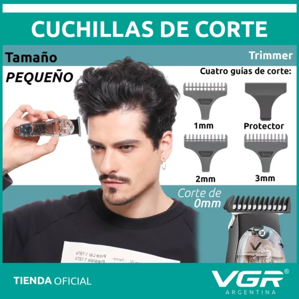 Máquina Cortar Pelo Patillera VGR V-953 Inalámbrica Usb Oceano - Image 5