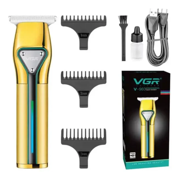 Maquina Trimmer Vgr V-960 Patillera Recargable 2 Velocidades Negro