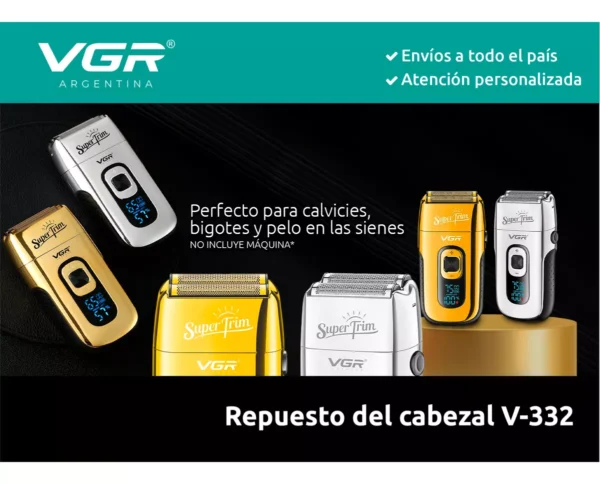 Repuesto Afeitadora Eléctrica Hombre Barba Pro Vgr V-332 Dorado - Image 2
