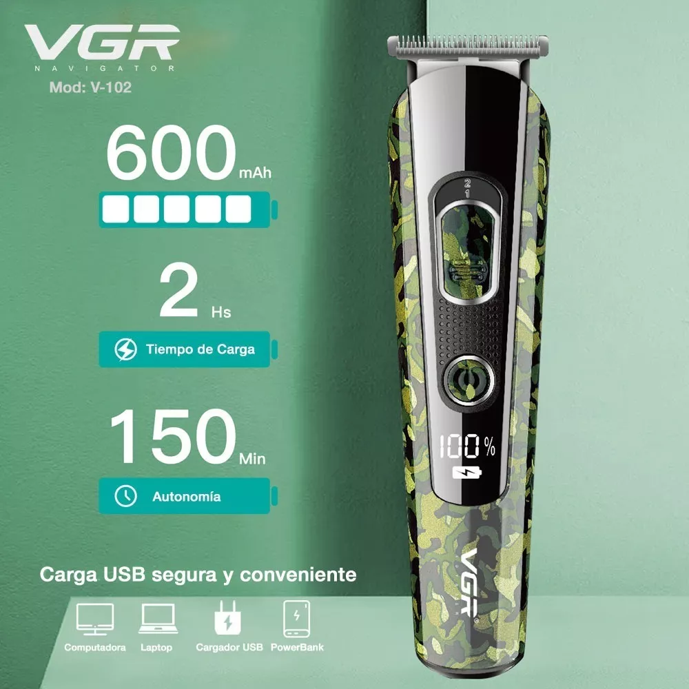 Maquina Corta Pelo Trimmer Vgr V-102 Grooming Kit 5 En 1 Camuflada - Image 5