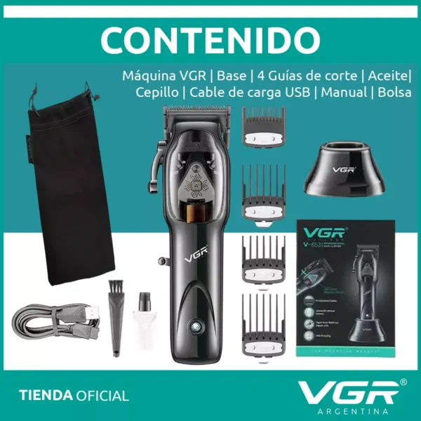 Máquina de Cortar Pelo VGR V-653 Recargable Profesional Usb Negro - Image 8