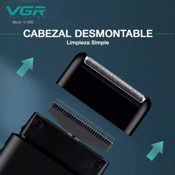 Repuesto Cuchilla Afeitadora Mini Shaver Patillera Vgr V-390 Negro - Image 5