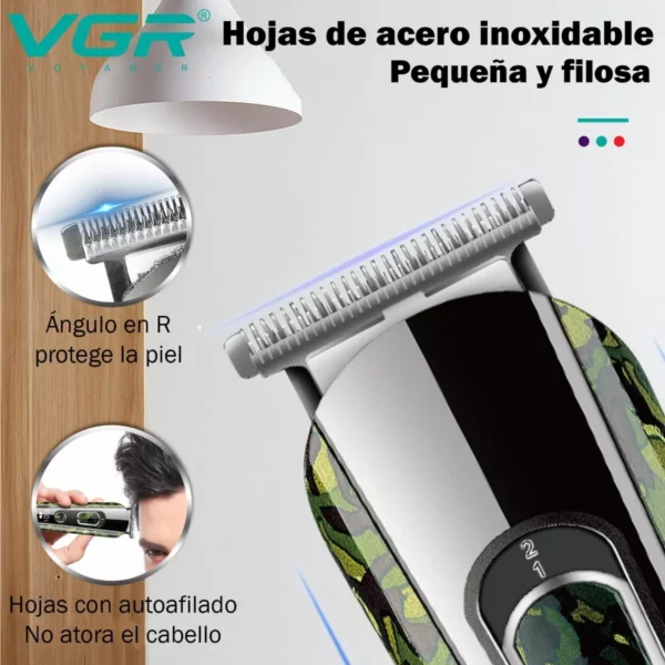 Maquina Corta Pelo Barba Vgr V-271 Dibujos Recargable Usb Camuflada - Image 5