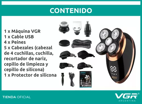 Maquina Afeitadora Vgr V-316 Cabeza Calvo Barba Recargable Negro/Dorado - Image 8