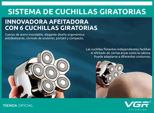 Afeitadora Electrica Shaver Rasuradora Vgr V-395 Recargable Plateado - Image 5