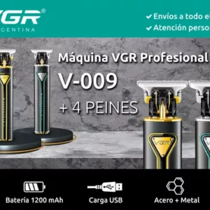 Maquina Corta Pelo Barba Trimmer Vgr V-009 Led Inalámbrica Dorado
