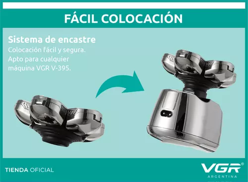 Afeitadora Electrica Shaver Rasuradora Vgr V-395 Recargable Plateado - Image 4