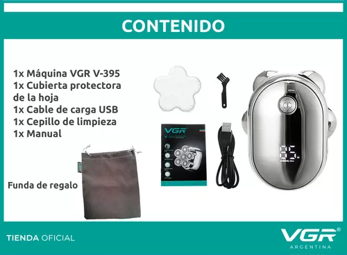 Afeitadora Electrica Shaver Rasuradora Vgr V-395 Recargable Plateado - Image 8