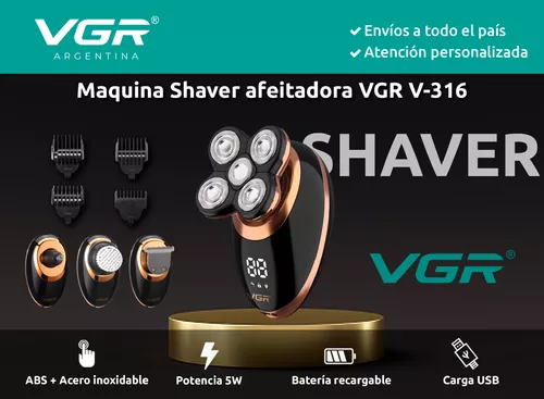 Maquina Afeitadora Vgr V-316 Cabeza Calvo Barba Recargable Negro/Dorado - Image 2