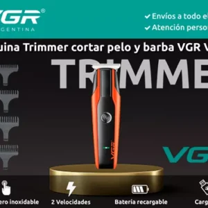 Maquina Corta Pelo Trimmer Vgr V-999 Velocidades Recargable Naranja/Negro
