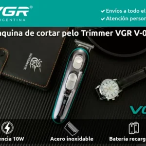 Maquina De Cortar Pelo Vgr V-055 Patillera Barba Recargable Negro