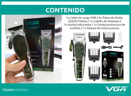 Cortadora De Pelo Barba Vgr V-299 Recargable Usb Camuflada - Image 6