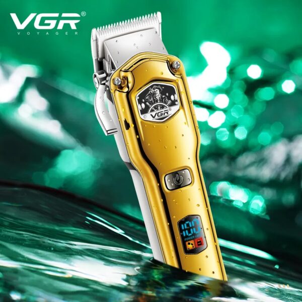 Cortadora De Pelo Clipper Recargable Vgr V-693 Led Usb Dorado - Image 2
