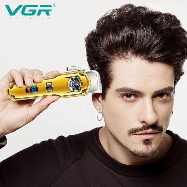 Cortadora De Pelo Clipper Recargable Vgr V-693 Led Usb Dorado - Image 5