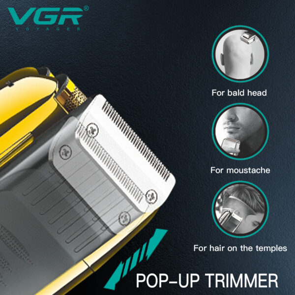 Afeitadora Eléctrica Hombre Trimmer Barba 2en1 Usb Vgr V-332 Plateado - Image 7