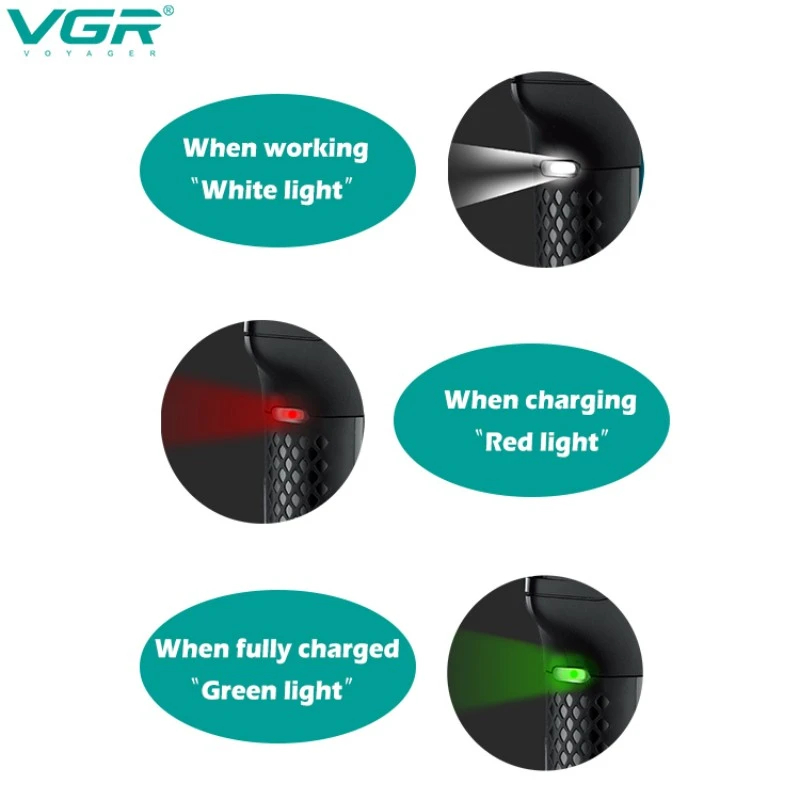 Cortadora Pelo Vgr V-602 Trimmer Extensible Corporal Luz Usb - Image 9