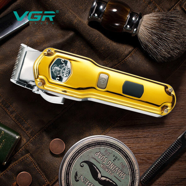 Cortadora De Pelo Clipper Recargable Vgr V-693 Led Usb Dorado - Image 6