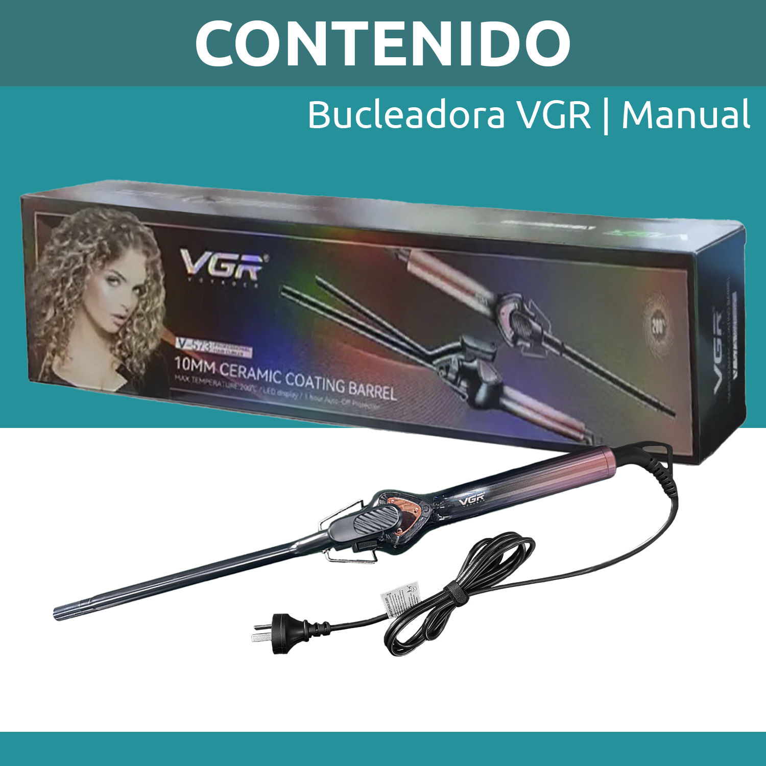 Rizador Buclera VGR V-573 Cerámica Pro 200°C 7 Niveles Led Color Rosa - Image 10