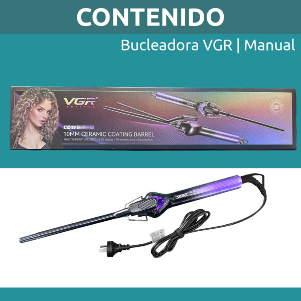 Rizador Buclera VGR V-573 Cerámica Pro 200°C 7 Niveles Led Color Violeta - Image 10