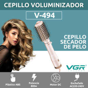Cepillo Secador Cabello Giratorio VGR V-494 2 Velocidades Color Rosa