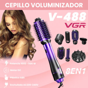 Cepillo Secador 8en1 Profesional Vgr V-488 Difusor 1100w