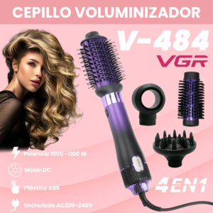 Cepillo Secador 4en1 Profesional Vgr V-484 Difusor 1100w Color Violeta