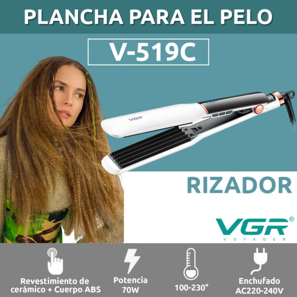 Planchita Rizadora Profesional Pelo VGR V-519C 7 Niveles Color Blanco - Image 2