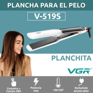 Planchita De Pelo Profesional VGR V-519S Cerámica 230°C Color Blanco