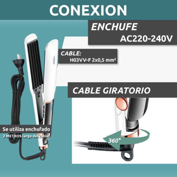 Planchita Rizadora Profesional Pelo VGR V-519C 7 Niveles Color Blanco - Image 7