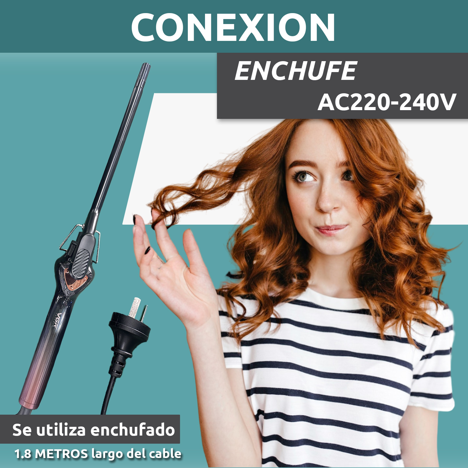 Rizador Buclera VGR V-573 Cerámica Pro 200°C 7 Niveles Led Color Rosa - Image 7