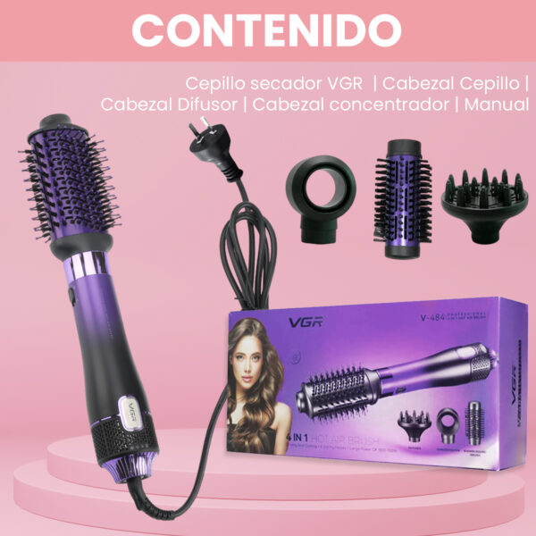 Cepillo Secador 4en1 Profesional Vgr V-484 Difusor 1100w Color Violeta - Image 10