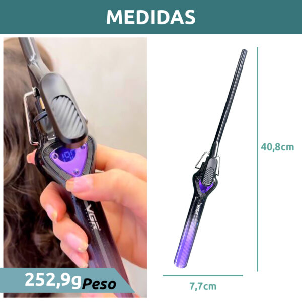 Rizador Buclera VGR V-573 Cerámica Pro 200°C 7 Niveles Led Color Violeta - Image 9