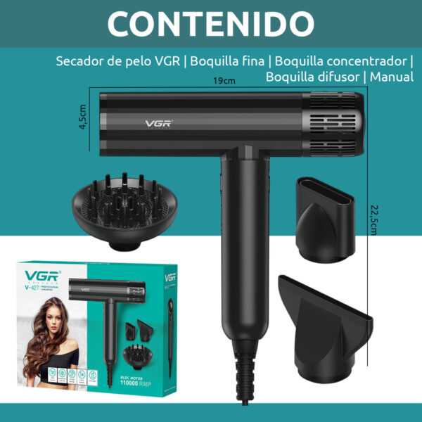 Secador Pelo Vgr V-427 Bldc 1900w Profesional Iónico Salón - Image 10