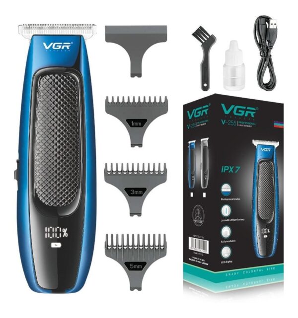 Maquina Corta Pelo Trimmer VGR V-255 Recargable Impermeable Display - Azul