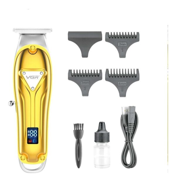 Maquina Corta Pelo Barba Recargable Display Led Trimmer VGR V-063 - Dorado