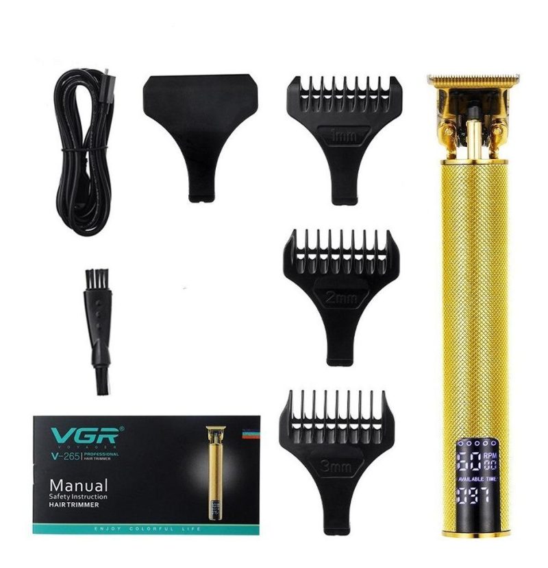 Maquina Cortar Pelo VGR Trimmer V-265 Display Profesional Recargable - Dorado