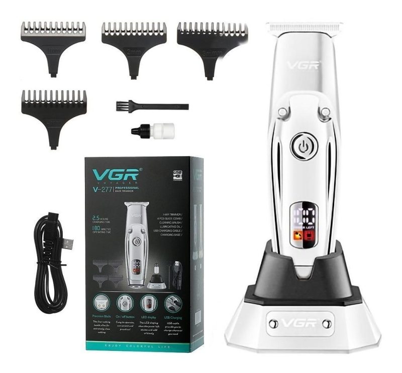 Maquina Corta Pelo Barba Trimmer VGR V-277 Usb Recargable Panel Led