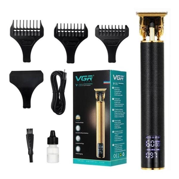 Maquina Cortar Pelo VGR Trimmer V-265 Display Profesional Recargable - Negro
