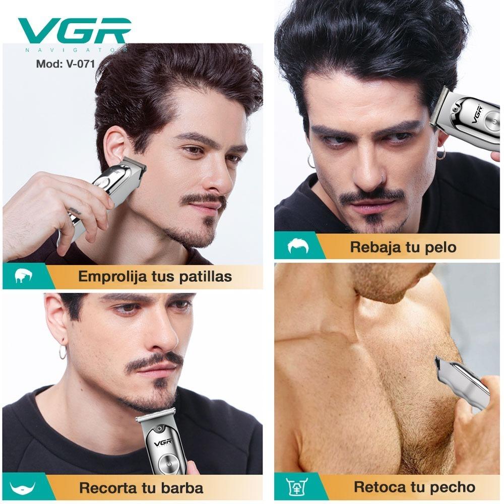 Máquina Corta Pelo Trimmer Vgr V-071 Barba Profesional Recargable Plateado