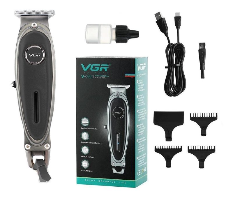 Maquina Corta Pelo Patillera Barba Trimmer VGR V-262 Recargable Usb - Negro