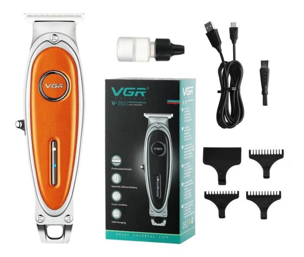 Maquina Corta Pelo Patillera Barba Trimmer VGR V-262 Recargable Usb - Naranja