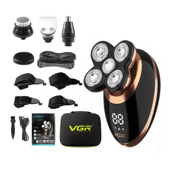 Maquina Afeitadora Vgr V-316 Calvo Barba Recargable Valija Negro/Dorado