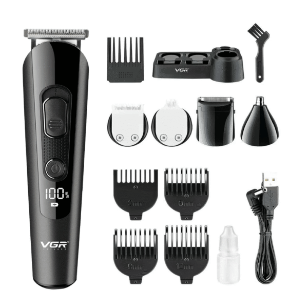 Maquina Corta Pelo Barba Vgr V-175 Grooming 5 En 1 Led Usb Negro