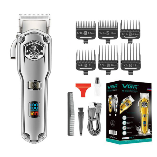 Cortadora De Pelo Clipper Recargable Vgr V-693 Led Usb Plateado