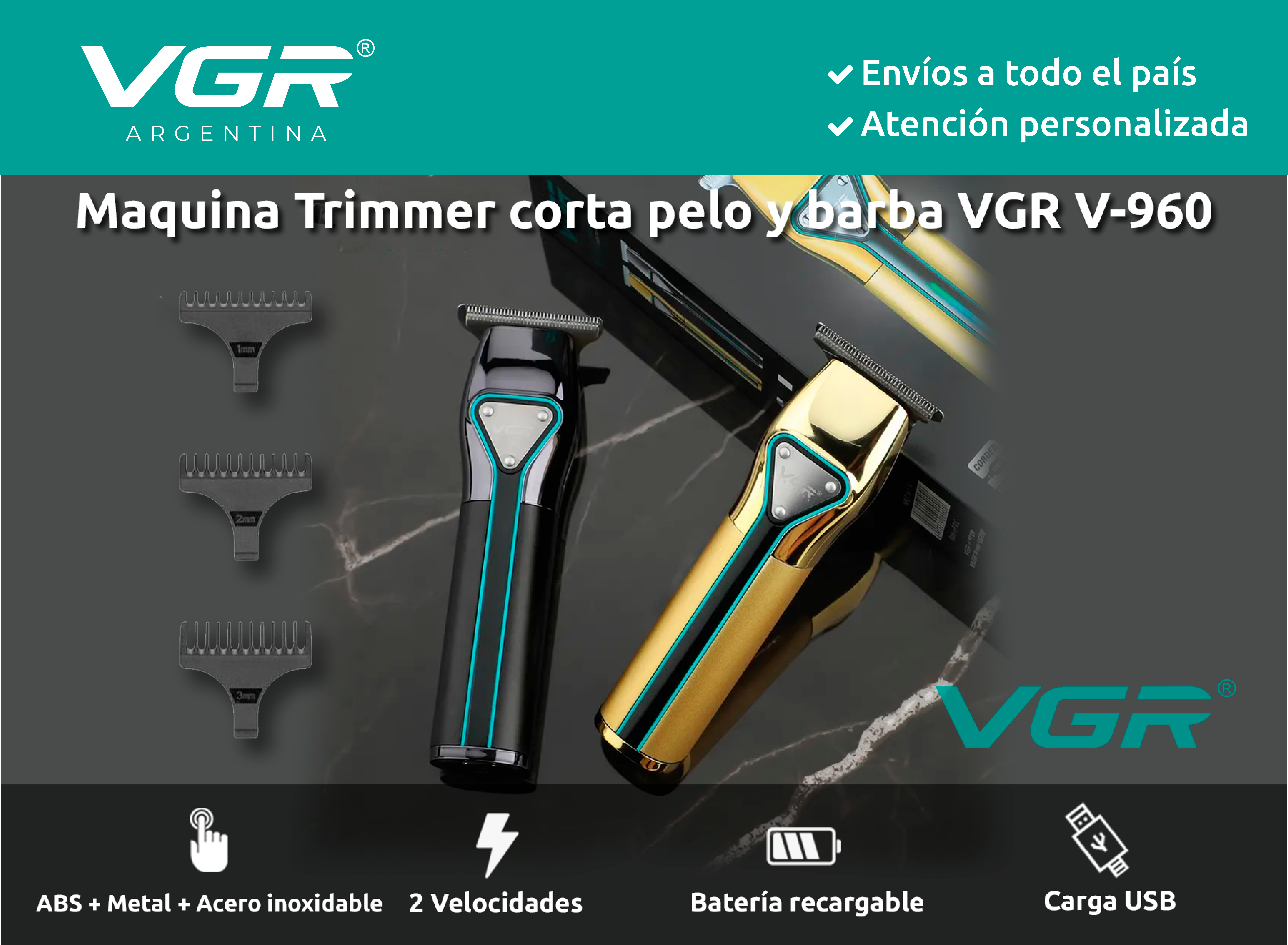 Maquina Corta Pelo Barba Trimmer VGR V-257 Recargable Display Led - VGR  Argentina