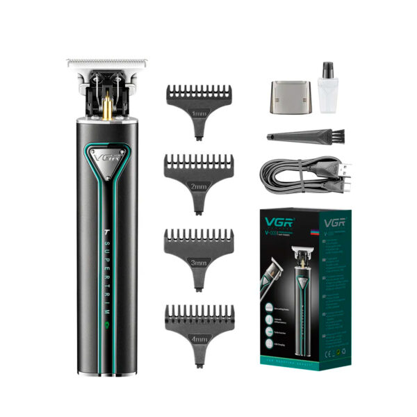 Máquina Corta Pelo Barba Trimmer Vgr V-009 Led Inalámbrica Negro y Verde
