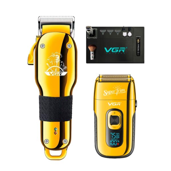 Combo Barbero Vgr Clipper V-678 + Shaver V-332 + Mat + Grips VGR