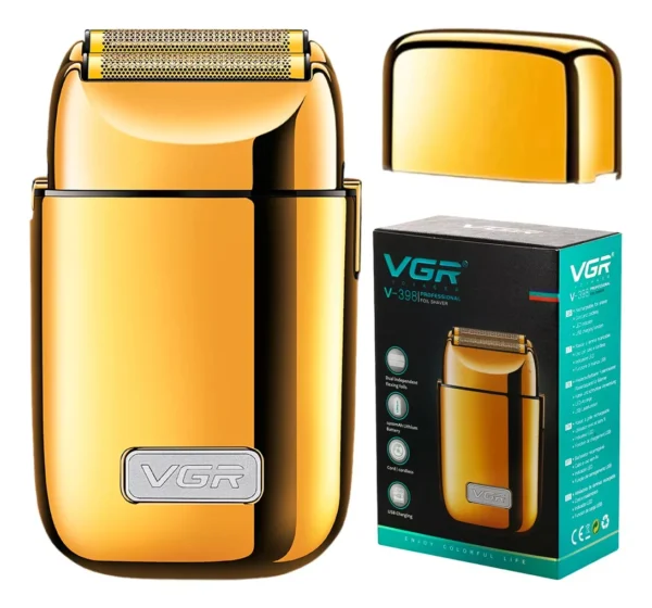 Afeitadora Rasuradora Eléctrica Inalámbrica Shaver Vgr V-398 Dorado