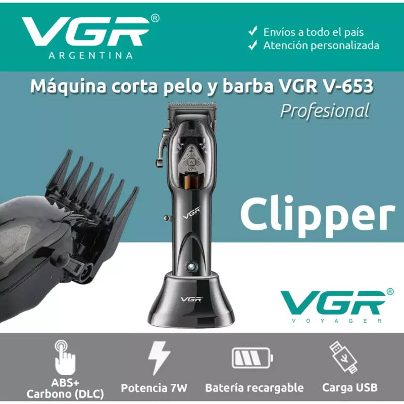 Alternative view of Máquina de Cortar Pelo VGR V-653 Recargable Profesional Usb Negro