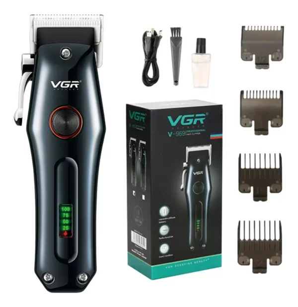 Máquina Cortar Pelo VGR V-969 Inalámbrica Recargable Usb Led Negro y Rojo VGR